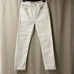 White Demin co straight leg jeans with raw hem